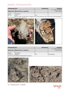 Feltlogg med fotografier av jordprøver tatt fra to ulike prøvepunkter (J2.3 og J3.1).