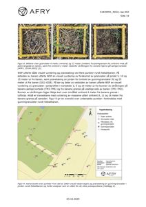 Kartoversikt over prøvepunkter for analyse av gummigranulat rundt en fotballbane, med tegnforklaring og geografisk plassering.