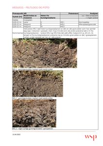 Feltfotografier som viser prøver av jord og gressplen med markerte områder for analyse.