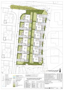 Etasjeplan (tomteplan) som viser romfordeling, arealer og bygningssituasjon for OBOS Block Walne.