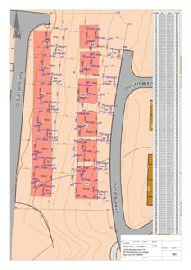 Situasjonsplan som viser tomtedeling, byggefelt (GA, GB, GC, GD), vegforhold (D. Carlsens veg, Dyrjabbakken) og detaljerte mål for eiendeler.