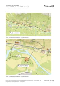 Oversiktskart som viser eiendommen i forhold til omgivelsene, inkludert vassdrag og infrastruktur.