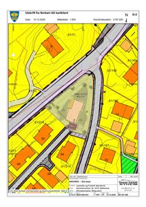 Situasjonsplan (Råg.plan) som viser tomtens plassering i forhold til nabolag, veier og eiendommer.