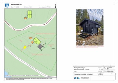 Situasjonsplan som viser tomtens grenser, nabotomter, eksisterende og planlagt bebyggelse samt topografi.