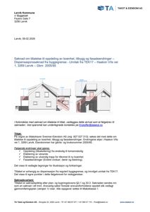 Fotografi av en bygning med tegninger overlagt som illustrasjon