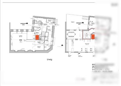 Plantegning som viser romfordeling og arealer for U-etasje og 1. etasje.