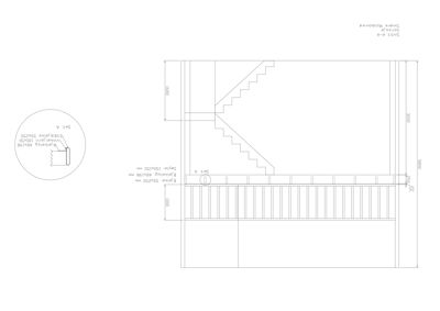 Snittegning (Snitt A-A) som viser trappas oppbygning, dimensjoner og konstruksjon.