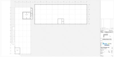 Etasjeplan eller plantegning som viser romfordeling og veggkonstruksjoner i en bygning.