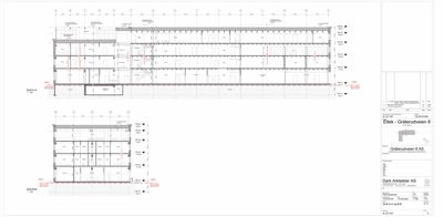 Snittegning (Snitt A-A og B-B) som viser tverrsnittet av bygningen med romfordeling og høyder.