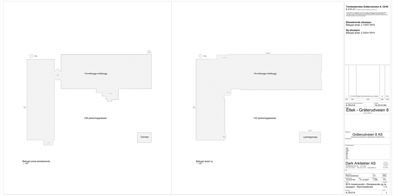 Bildet viser etasjeplaner (floor plans) for en bygning, med romfordeling og arealoppdelinger.