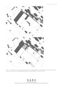 Bildet viser to volumskisser (situasjonsplaner) som illustrerer bygningens plassering i forhold til omgivelsene, inkludert skuggevirkning og tilnærming til nabobebyggelse.