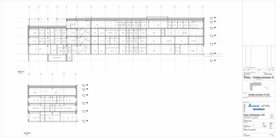 Bildet viser etasjeplaner (Sjikt A-A og Sjikt B-B) for en bygning, som viser romfordeling og veggkonstruksjoner.