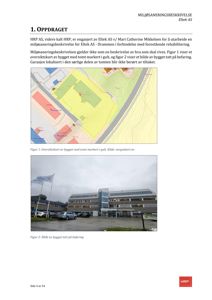 Oversiktskart av bygget med tomtegrenser markert i gult, samt en nøyaktig plassering av bygget på tomta.