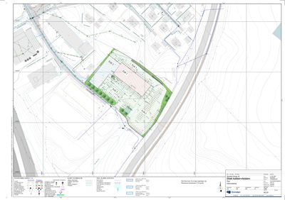 Situasjonsplan som viser tomtens plassering i forhold til nabolag, vegnett og topografi.