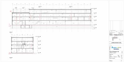Snittegning (Snitt A-A og Snitt B-B) som viser tverrsnittet av bygningen med romfordeling og høyder.