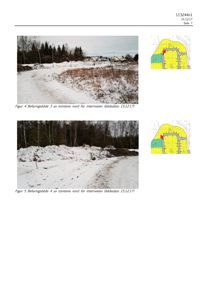 Side med to fotografier (Befaringsbilde 3 og 4) av tomter og omgivelsene, samt tilhørende situasjonsplaner.