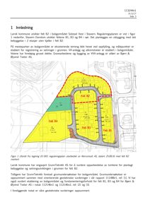 Situasjonsplan som viser tomtedeling (felt B1, B2, B3, B4) og infrastruktur i et boligområde.