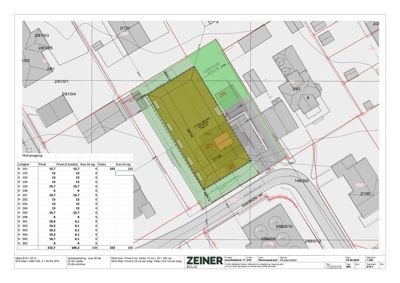 Situasjonsplan som viser tomtens grenser, nabolag, veier og plassering av en planlagt bygning (gult område).