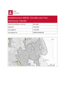 Kart over kvikkleiresone 80026 i Færder kommune, som viser områder uten fare.