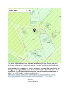 Kart over eiendom i Ringebu med bygningsplassering og vegnavn