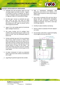 En teknisk tegning som viser en snittgjenstand av en tank installert dypt under bakken, med dimensjoner og materialbeskrivelser.