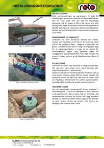 Fotografier som viser installasjon av en tank i graven, med tilhørende tekstbeskrivelse og logo.