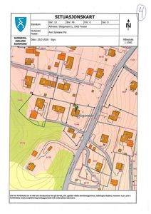 Situasjonskart som viser eiendomsnummer, adresse, nabolag, veier og topografi for Skognsaret 1, 1963 Fosser.