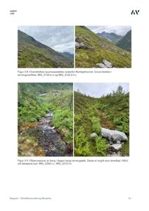 Fotografier av terreng og berg i en skredfarevurdering.