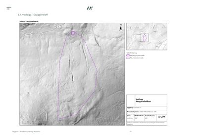 Et skuggereleifkart som viser terrengform og topografi for et bestemt område, med overlappende polygoner for kartleggings- og overvåkningsområder.