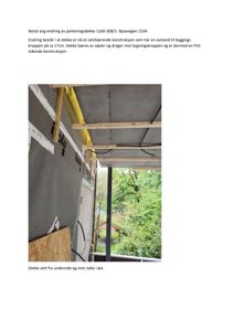 Fotografi av en underbygd parkeringsdekke sett fra undersiden mot nabo i øst.