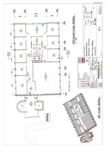 Etasjeplan (1. etasje) for en bolig med romfordeling, mål og utvendig orientering.