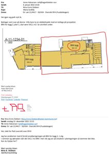 Etasjeplan eller arealoversikt for BRA bygg 2, plan 1, som viser romfordeling og areal.