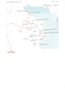 GIS/LINE WebInnsyn - Kart med tomtetegninger, eiendomsnavn og målestokk.