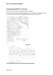 Situasjonsplan (tomteplan) med tilhørende notat om avvik i tomteplassering.