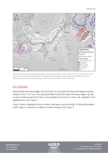 Et topografisk kart som viser et planområde med høydekoter, terrengform (koller, raviner) og en tegnforklaring for faregrader. Kartet er merket 'Figur 4' og har en nordpil.
