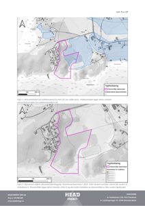 Bildet viser to kart som illustrerer aksjonsområder for kvikkleireskred i et område med bebyggelse og infrastruktur.