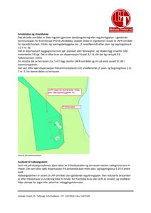 Et utsnitt fra et kommunekart som viser arealstatus, strandsone og naboeiendom.