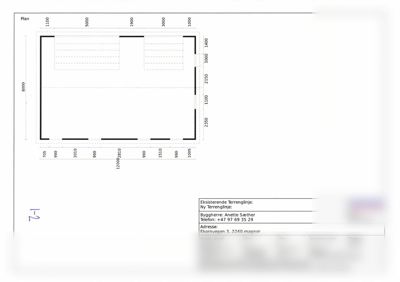 Etasjeplan (terrenglinje) med mål og romoppdeling