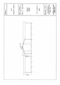 Snittegning (forløp) som viser bygningens tverrsnitt, høyder og konstruksjonsdetaljer.