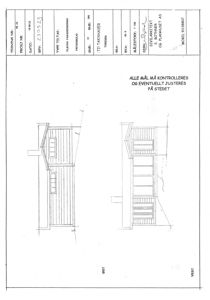 Fasadetegning som viser bygningens utseende sett fra øst og vest.