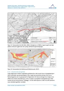 Bildet viser to kart (furesonekart) som illustrerer skredfareområder langs Stigenveien. Kartene er brukt til å vise eksisterende sikringstiltak og skredgrenser.