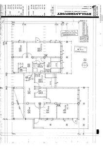 Etasjeplan (1. etasje) for bygningen 'BYGLANDSHUSET', som viser romfordeling, dører, vinduer og mål.