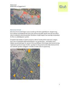 Fotografier av et skogsterrang med overlagte markeringer (oransje polygoner) som viser planlagte soner eller plasseringer for anlegg.