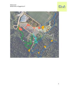 Kart som viser nabovarsel for byggetrinn II, med overlagte farger som indikerer ulike soner eller tiltak.