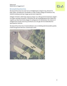 Fotografi av et terrenganlegg (Ski Jump & Drop Zone Area) med skihopper og ramper i en skog.