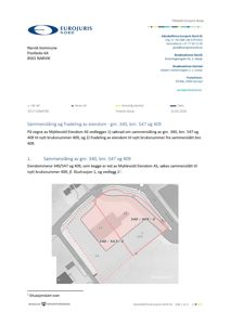 Situasjonskart som viser eiendomsgrunnene 340/547 og 340/409 med overlappende grenser, plassert i en bymiljø.