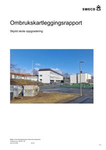 Fotografi av Skjold skole, inkludert bygninger, idrettsanlegg og omgivelser.