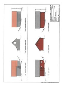 Fasadetegning som viser eksisterende og forslag til fasadeoppsett for Nord- og Sørvegg.