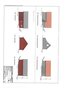 Fasadetegning som viser eksisterende og nye fasader sett fra øst og vest.