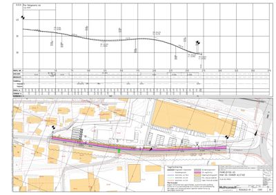 Situasjonsplan som viser bygningers plassering, tomtegrenser og infrastruktur i området.